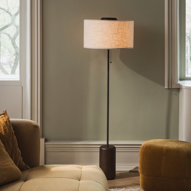 Lampa podłogowa dark japandi drewniana Bosco 144cm